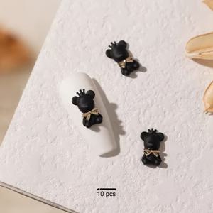 TEMU 귀여운 왕관 곰 네일 장식 10개 세트 - 미니어처 곰 피규어, 네일 아트, 웨딩 크래프트, 동물 테마, 여성용, 웨딩 데코, 네일 장식