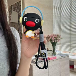 TEMU 귀엽고 창의적인 펭귄 무선 블루투스 이어폰 케이스 1개, for Pro 3, Pro 2, Pro, 4, 3용. 미끄럼 방지 그립이 있는 경량 제품. 또는 남자친구를 위한 완벽한 선물