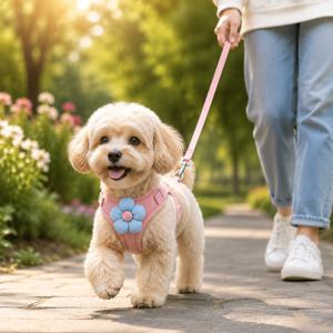 TEMU 꽃무늬 디자인의 4가지 색상 소프트 메쉬 강아지 하네스, 통기성 좋은 스텝인 펫 조끼, 소형견부터 중형견까지 조절식 탈출 방지 강아지 하네스, 일상 야외용 편안한 산책용 하네스