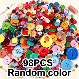 TEMU 98개 랜덤 색상 원형 플라스틱 버튼, 0.7-2.5cm 다양한 크기 - 공예, 재봉, 뜨개질, 의류 장식 & 가정용 재봉 용품 대용량 패키지 ZSY