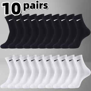 남녀 공용 블랙 앤 화이트 미드 튜브 양말 10/20켤레, 탄성 있는 양말 디자인, 다용도 및 편안함, 미끄럼 방지 및 땀 흡수 비즈니스 남성 양말, 남성 양말, 여성 양말, 비즈니스 보트 양말, 미드 튜브 양말, 스포츠 양말