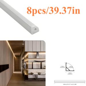 TEMU 8개 세트, 16mm*16mm 사이즈 라이트 채널, 화이트 풀플라스틱 라이트 채널 1개, 마운팅 클립, 엔드캡, 액세서리 포함. 8mm LED 스트립용. LED 스트립은 포함되지 않음. 배선 불필요