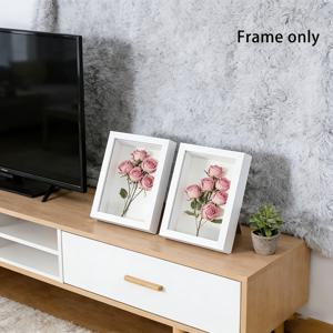 투명한 속이 빈 사진 액자 2개 세트, 흰색 인조목 액자 포함 - 부케, 메달, 사진, DIY 인형 피규어 전시용, 내부 치수 6x8인치, 깊이 3cm, 장식용 선물용 모던 탁상용 디스플레이 박스