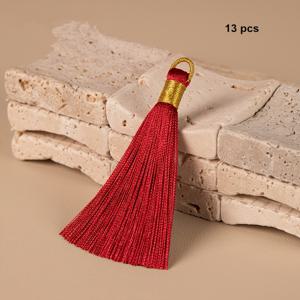 13개/팩 랜덤 혼합 색상 7.9Cm 골드 실 라인 풀 링 매끄러운 태슬 펜던트 책갈피 해피 박스 팬 선물 포장 상자 장식 작은 태슬 펜던트 의류 홈 텍스타일 추가 태슬 행잉 주얼리 귀걸이 헤어 추가품