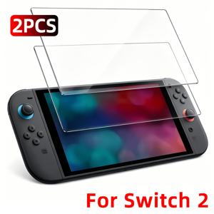 2개입 고화질 강화 유리 액정 보호 필름, Switch 2에 적합, 부드러운 표면, 스크래치 방지 및 내구성, 게임 콘솔 화면 보호, 기포 없음, 빠른 응답 시간, 간편한 부착