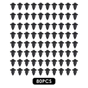 고강도 블랙 플라스틱 리벳 클립 80개, 퀵 릴리즈 로드 및 정전기 방지 기능 포함, 나사/고무 설치용, /앞유리/패널/액세서리용 패스너, 내구성 있는 플라스틱 클램프