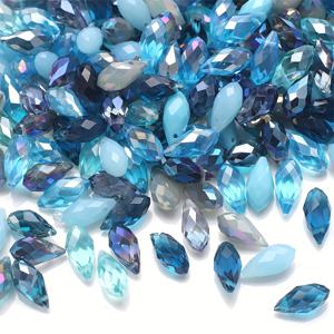 28개 6*12mm 가로 구멍 물방울 컬러 시리즈 펜던트 비즈 & 비즈 어쏘트먼트, 컬러풀 액세서리 비즈 공급품, 유리 비즈 주얼리 만들기, DIY 주얼리 액세서리 (귀걸이, 팔찌, 목걸이용)