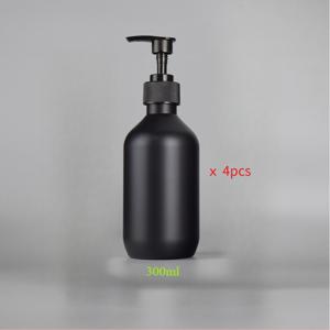 4개 무광 블랙 300ml 500ml 샤워 젤 병 고급 샴푸 병 프레스형 애완 동물 플라스틱 하단 병 로션