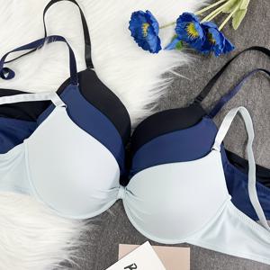 3pcs 세트, 간편 캐주얼 여성 란제리 브라 푸쉬업 집게 브라 싱글피스 탑 편안한 브라