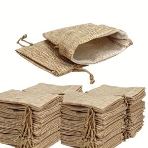 남녀공용 선물용 천연 졸라매는 끈 선물 가방 25개/50개, 9cm*12cm 및 10cm*14cm 사이즈 선택 가능. 재사용 가능한 천연 황마 자루로, 결혼식, 생일, 크리스마스, 파티 사탕 포장은 물론 보석 보관 및 할로윈에 이상적
