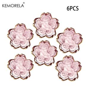 KEMORELA 6개 벚꽃 테마 유리 접시/조미료 접시, 창의적인 가정용 작은 접시, 식초 접시, 핫팟 조미료/소스 접시, 크리스마스 및 할로윈 모임에 적합