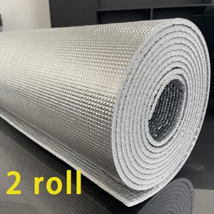 접착제 없는 단열 프라이버시 양면 알루미늄 필름 (원형 접착 테이프 포함) - 3.5mm 두께, 자외선 차단, 시선 차단, 차양막으로 자를 수 있음, 화상 방지 테이블 매트, 발코니, 사무실, 침실, 주방, 지붕, 자동차 창문에 적합