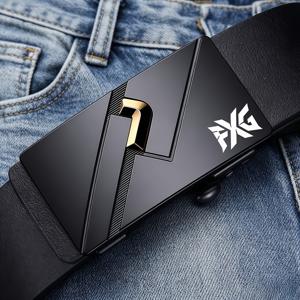 PXG 패턴 남성용 자동 버클 벨트, 블랙 컴포지트, 비즈니스 캐주얼 올매치, 오래가는 바지 선물