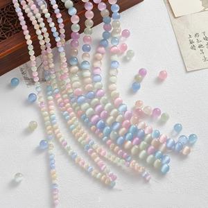 6mm/8mm/10mm 천연 마카롱 색상 고양이 눈 보석 팔찌 목걸이 부착 루스 비즈, 주얼리 제작, 팔찌, 목걸이, 귀걸이, 키체인용, 생생한 컬러 비즈, 패션 핸드메이드 공예