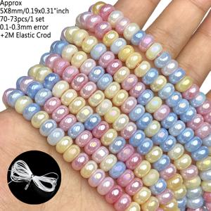 TEMU 화려한 5x8mm 70-73개 AB 마카롱 핑크 옐로우 블루 그라데이션 색상 광택 주판구슬 스페이서 구슬 스페이서 루즈 비즈 오스트리아산 모조 도자기 유리 구슬 및 구슬 모음, 주얼리 제작용, DIY 목걸이, 팔찌, 귀걸이, 휴대폰 고리, 가방, 안전 버클, 의류 액세서리, 휴일 선물, 일반 주얼리 제작 용품으로 사용 가능