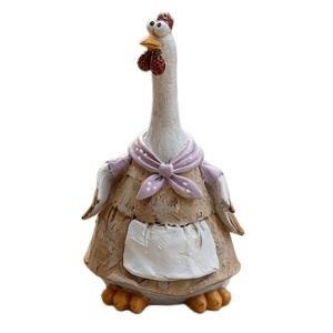1개 가족 야외 닭母 닭 장식, 멜빵바지 닭과 스카프 닭, 미국 컨트리 스타일, 야외 정원 장식, 테이블 발코니 장식, 목장 장식
