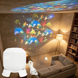 무드등 - LED 별이 빛나는 하늘 바다 프로젝션 램프, USB 프로젝션 무드등, 휴대용 LED 분위기 무드등, 다양한 패턴 투사, 침실, 게임룸, 무대, 사진 촬영 장면 장식 조명용, 할로윈, 추수감사절, 크리스마스 휴일 선물용으로 이상적
