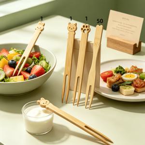 과일 포크, 에피타이저 포크 260개/100개/50개 세트, 귀여운 동물 토끼와 고양이 발바닥 디자인. 과일, 페이스트리, 젤리, 디저트, 과일 디저트 꼬치, 스낵 포크에 적합. 파티, 행사, 크리스마스, 야외용으로 이상적