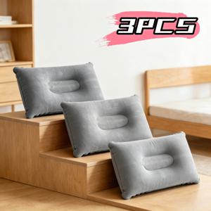 업그레이드된 대형 3개 세트 그레이 팽창식 인체공학적 경추 베개, 오목한 목 지지 디자인. 고탄성, 부드러움, 통기성, 휴대용, 접이식 여행용 베개. 야외 캠핑, 차량, 사무실, 여행, 일상 사용에 적합. 뻣뻣한 목의 불편함을 효과적으로 완화