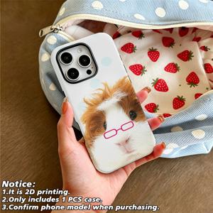 휴대폰 케이스 - 2D 프린트 물방울 무늬 기니피그 폰 케이스, 아이폰 17 16 16E 15 14 13 12 11 Pro Max XR XSMAX 8 7 Plus 호환, 충격 방지 하드 PC 이중 레이어 백 커버