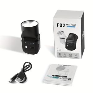 Desiontal F02 휴대용 미니 카메라 플래시 내장 리튬 이온 배터리, 캐논, 소니, 니콘, 후지, 올림푸스 카메라 등에 대한 USB-C 충전식. (유니버설 핫슈)