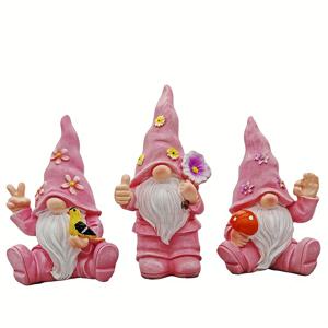 3pcs 우아한 라벤더 GNOME 조각품 - 레진으로 제작, 손가락을 위로한 평화로운 포즈, 꽃과 행성 액센트 - 집, 사무실, 정원 장식에 이상적 - 휴일 및 특별한 기념일을 위한 완벽한 선물, 정원 GNOME 조각품