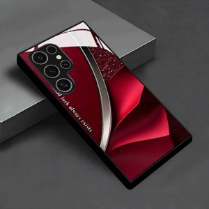레드 주름 텍스처 샤이니 패턴 유리 휴대폰 케이스, 삼성 갤럭시 S26/S25/S25 플러스/S25 울트라/S24/S24 FE/S24 플러스/S24 울트라/S23+/S23 울트라/S22+/S22 울트라/S20+/S20 FE/S20 울트라/A13/A14/A16/A32/A33/A34/A53/A54/55/56/A72/A73 5G용, 다용도