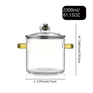 1인용 50oz/1.5L 용량 녹색 유리냄비, 가스레인지 조리용, 열화상방지 손잡이와 뚜껑이 있는 내열 투명 스튜냄비. 전골, 수프, 우유, 차에 적합