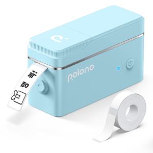 POLONO P31S 무선 블루투스 미니 라벨 프린터, 휴대용 감열식 라벨기, 14*40mm 라벨지 1롤 포함