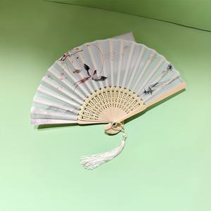 휴대용 16cm 미니 대나무 접이식 부채 - 새와 매화 프린트가 있는 레트로 중국 스타일 수엽扇, 술 장식, 여성용 코스프레, 결혼식, 여행, 한푸, 여름 시원함에 적합한 경량 포켓 부채