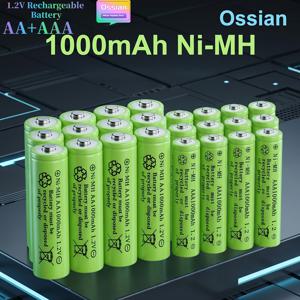 24개입 (12AA 및 12AAA) 오시안, 튼튼한 가정용 충전식 배터리 1.2V AA1000mAh AAA1000mAh 다용도 전원 세ลล., 휴대용 장치, 무선 추가 장치 및 소형 전동 공구용