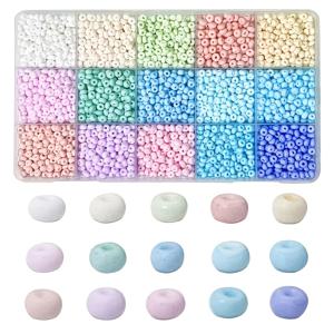 TEMU 3600개 상자 포장 고품질 15색 4mm 마카롱 컬러 유리 비즈 세트, 15칸 팔찌 및 목걸이 주얼리 세트, 이상적인 공예 선물