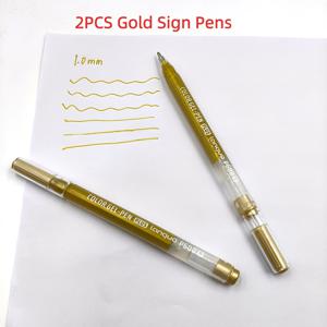 2개 젤 펜 골든 서명 펜, 뉴트럴 펜, 1.0mm 선폭, 번짐 없는 부드러운 필기감, 서명, 라벨 마킹, 인사말 카드 제작, 및 예술 목적에 적합