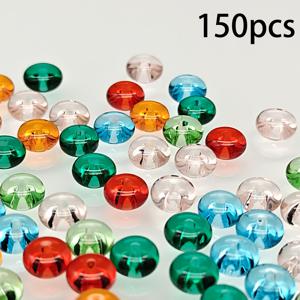 6.2mm/150개 투명 비즈 유리 납작 비즈 루즈 비즈 주얼리 제작 재료, 목걸이, 팔찌, 귀걸이, 휴대폰 체인, 키 체인, 가방 펜던트 및 기타 수제 장식에 사용 가능