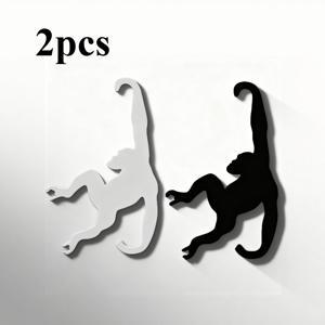 창의적인 고릴라 벽걸이 후크 2개 | 다기능 가정용 수납 선반 | 재미있는 동물 모양 벽 장식 | 바나나, 컵, 열쇠 수납용 | 거실, 주방, 침실용 팜하우스 스타일 후크 | 창의적인 벽 예술 장식, 다용도 후크