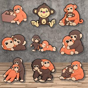 원숭이 테마 DIY 장식 참 9개 세트 - 원숭이 얼굴 & 원숭이 손, DIY 공예, 신발, 참, 구슬, 파티 답례품, 생일 선물, 테마 파티용으로 적합 - 원숭이 장식용 선물 아이디어