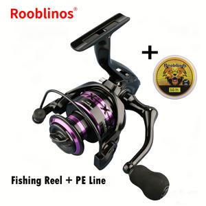 Rooblinos PX1000-7000 스피닝 낚시 릴, PE 낚싯줄 포함, 5.2:1 기어비, 2개