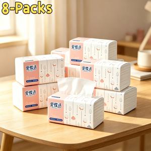 8팩 (총 2400매) 천연 원목 펄프 냅킨 팩 - 5중 두께, 주방, 욕실, 여행, 사무실, 기숙사용으로 적합 - 높은 흡수성, 내구성 있는 종이 냅킨, 가정용, 기숙사 필수품을 위한 우아한 롤 디자인