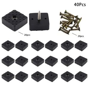 40개 미끄럼방지 사각형 가구 패드 | 22mmX22mm, 10mm 두께 고무 소재, 검정색 고무 가구 패드 (나사 포함), 의자, 테이블, 책상, 소파용, 무광 플라스틱 마감, 가구 다리 및 바닥 보호