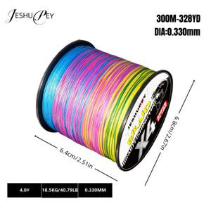 A JESHUPEY 300/500M 폴리에틸렌 소재의 바다 낚싯줄. 4합 브레이드 구조로, 얼음 낚시, 메인 라인 또는 루어 낚시 리더, 브레이드 낚시망 및 연날이 라인 제작에 널리 사용됩니다.