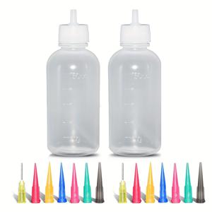 글레이 스퀴즈 병 도구: 2개 50ml 스퀴즈 병 (14개 교체형 노즐 포함), 세라믹 페인팅 및 디테일 작업에 적합, 세라믹 공예 용품, 소스 스퀴즈 세트, 잼 페인팅 병
