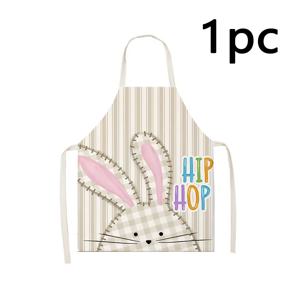 1pc 이스터 버니 앞치마 - 폴리에스터 모조 리넨, 버니 귀 디자인, 주방, 식사 장식, 휴일 파티 및 밴쿼트에 적합, 토끼 액세서리