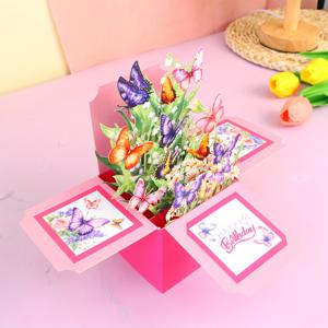 1개 3D 팝업 나비 카드, 생일 축하 어머니날 초대장 - 엄마, 할머니, 아내를 위한 휴일 선물, 홈 데코, 파티 용품