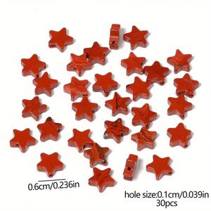 6mm 레드 펜타그램 스톤 루스 스페이서 비즈 및 다양한 비즈 - 팔찌, 목걸이, 스타일리시한 참, 패션 비즈 공급품 제작에 적합