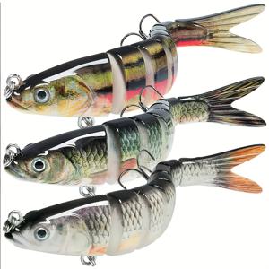 3개 세트 20g/0.7oz 13.5cm 5.3인치 멀티 조인트 스윔베이트 낚시 루어 - 리얼리스틱 물고기 디자인, 3개의 트레블 후크 포함, 담수 및 해수용 내구성 플라스틱 루어, 송어 베이스 파이크 퍼치 - 어부를 위한 홈 선물, 낚시 루어 및 미끼, 자연스러운 외관, 날카로운 트레블 후크, 고품질 후크, 전문 낚시꾼
