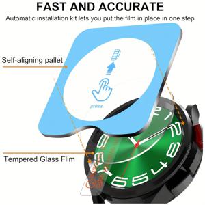 갤럭시 워치7/8 (40mm/44mm/46mm/47mm) 전용 5개입 강화유리 풀커버 스크린 보호필름, 스크래치 방지, 지문 방지, 신형 업그레이드, 효과적인 화면 보호, 브랜드 인증, 내구성 보호, 시계용 디스플레이 쉴드,스마트워치 스크린 쉴드,전체 커버리지 디자인,브랜드 인증 품질,스크래치 방지 코팅, 소유자,스마트워치 사용자,일일 스크린 보호