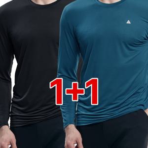 (1+1)( 2장세트! ) 남성 시원한 냉감 아웃도어 레이어드 쿨링 긴팔 라운드 티셔츠(M6OPST32)