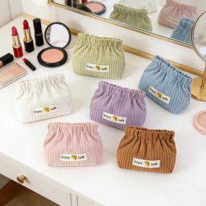 스프링식 개폐 뚜껑이 있는 코듀로이 수납 파우치 6개 세트 - 부드럽고 가벼운 립스틱, 열쇠, 이어폰용 | 휴대용 소형 가방, 여행용 | 립글로스, 카드용 코듀로이 파우치