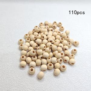 12mm 천연 나무 비즈 110개, 넓은 구멍 원형 수제 나무 비즈 (스페이싱용), 패션 주얼리 제작, 목걸이, 팔찌 및 공예 재료