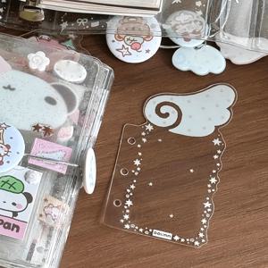 구름 별 플래너 대시보드 포함 M5 모양 투명 아크릴 칸막이 보드 1개 - 저널 오거나이저, 스크랩북 인서트, 바인더 인덱스 탭에 적합한 두꺼운 플라스틱, 사무실, 플래너 대시보드용 6홀 루스리프 시스템